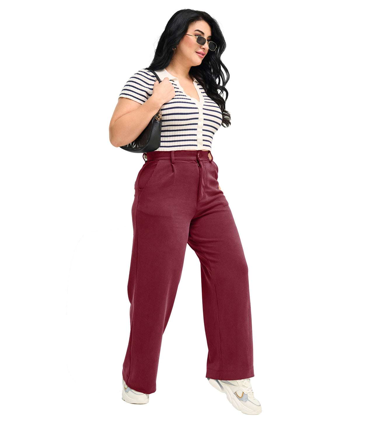 Modal Ribbed Formal Trousers - Marvel