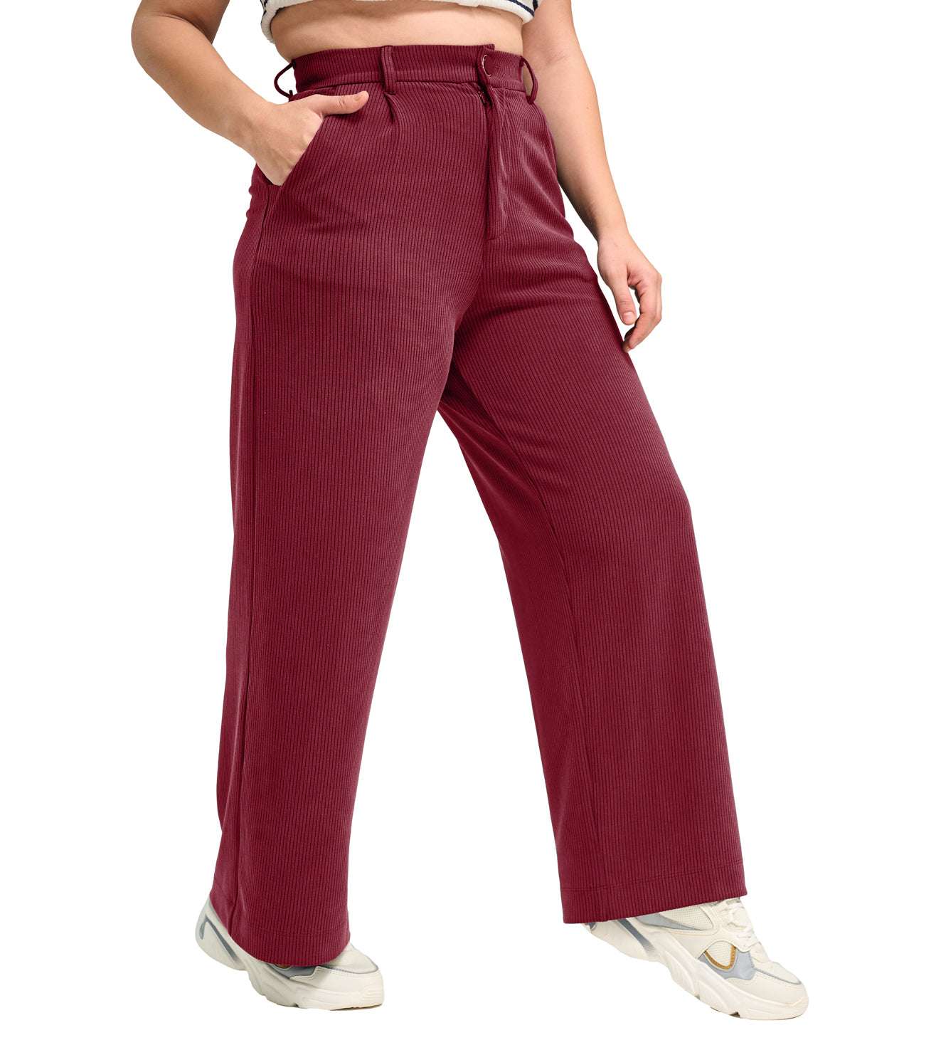 Modal Ribbed Formal Trousers - Marvel