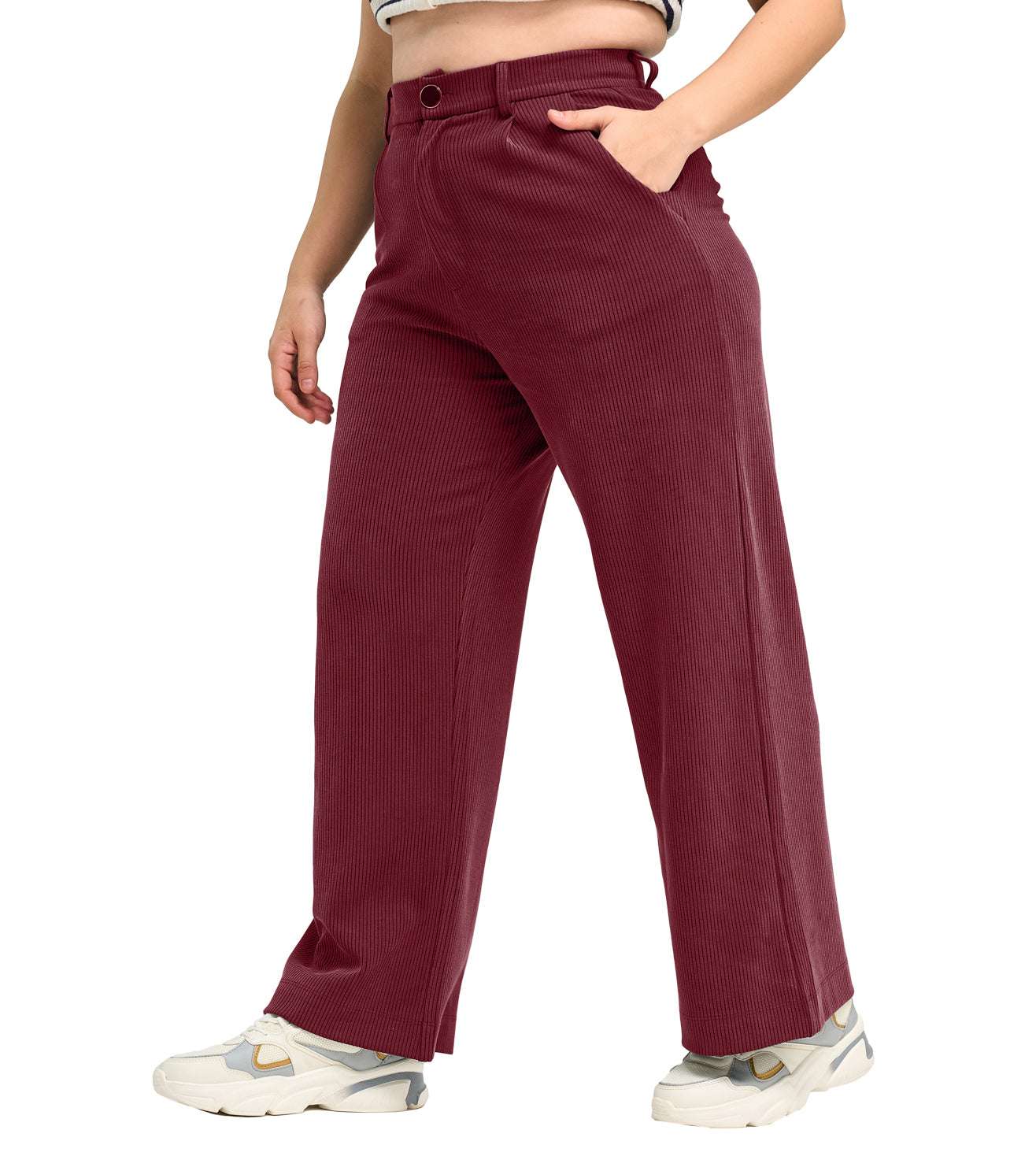 Modal Ribbed Formal Trousers - Marvel