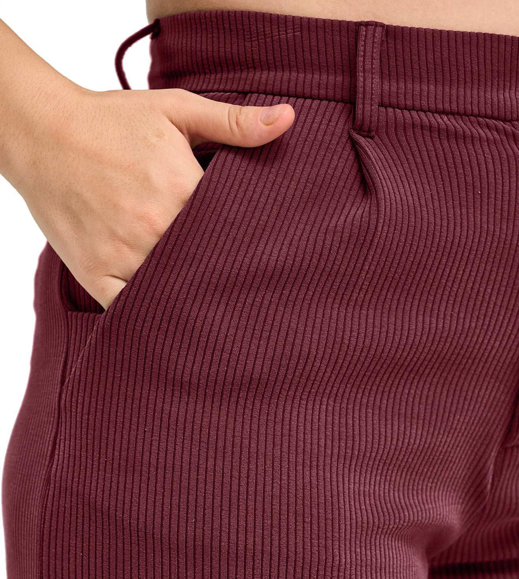 Modal Ribbed Formal Trousers - Marvel