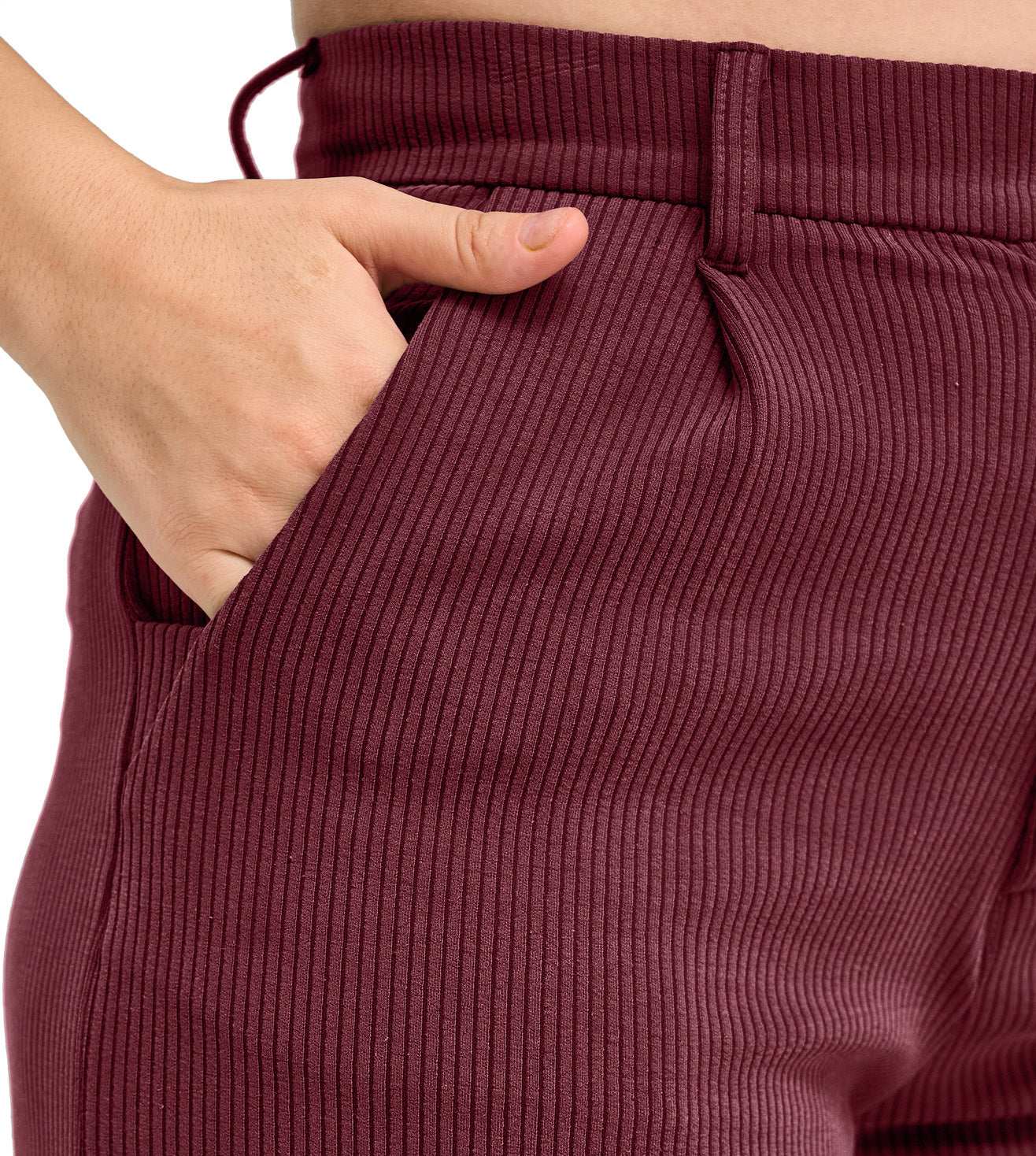 Modal Ribbed Formal Trousers - Marvel
