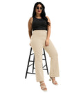 Beige Ponte Roma Bootcut Trousers