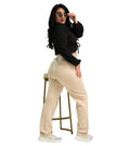 Beige Ponty Roma Ankle-Length Slim Fit Pants