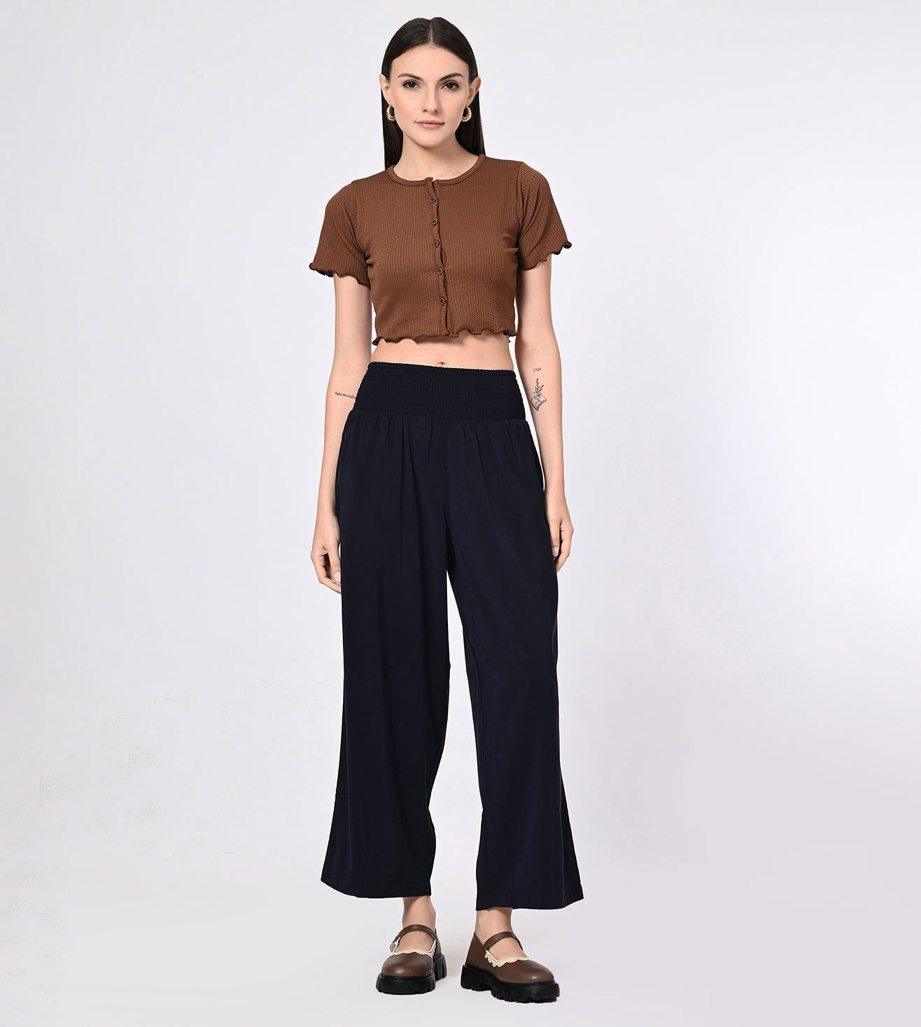 Rayon High Waisted Bell Bottom Trousers - Marvel